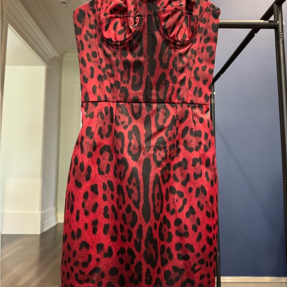 Dolce & Gabbana Leopard Print Red Dress - Picture 7 of 9